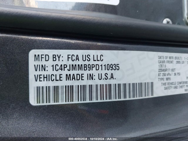 1C4PJMMB9PD110935 Jeep Cherokee Altitude Lux 4x4