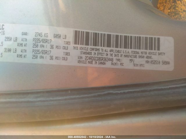 2C4RDGCG8GR363448 Dodge Grand Caravan Sxt