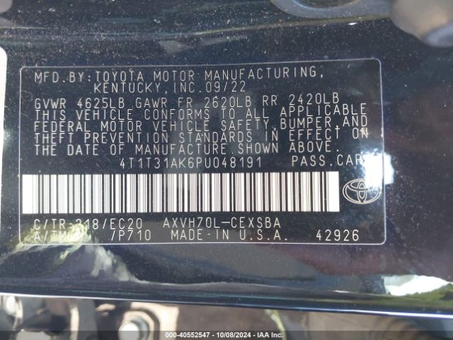 4T1T31AK6PU048191 Toyota Camry Se Nightshade Edition Hybrid