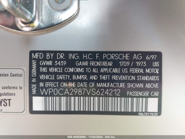 1997 PORSCHE BOXSTER WP0CA2987VS624212 Photo 8