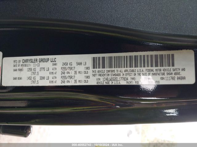 1C4BJWDG2EL177834 Jeep Wrangler Unlimited Sport
