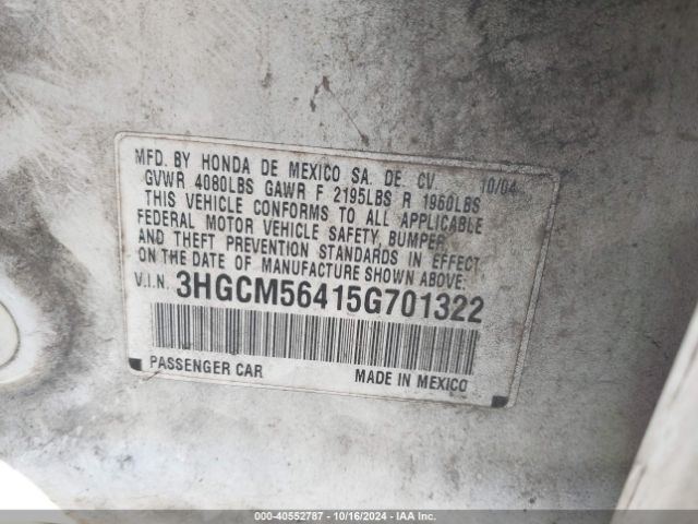 1HGCT2B85FA007985 Honda Accord Ex-l V-6