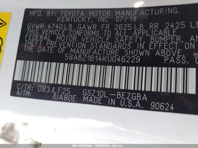58ABZ1B14KU046229 Lexus Es 350 F Sport