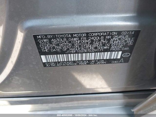 Lexus IS 250 2014 JTHBF1D23E5029171 Image 9