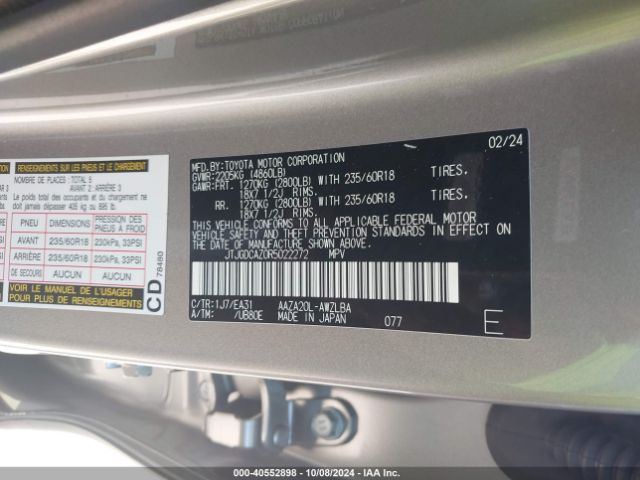 JTJGDCAZ0R5022272 Lexus Nx 250 Premium
