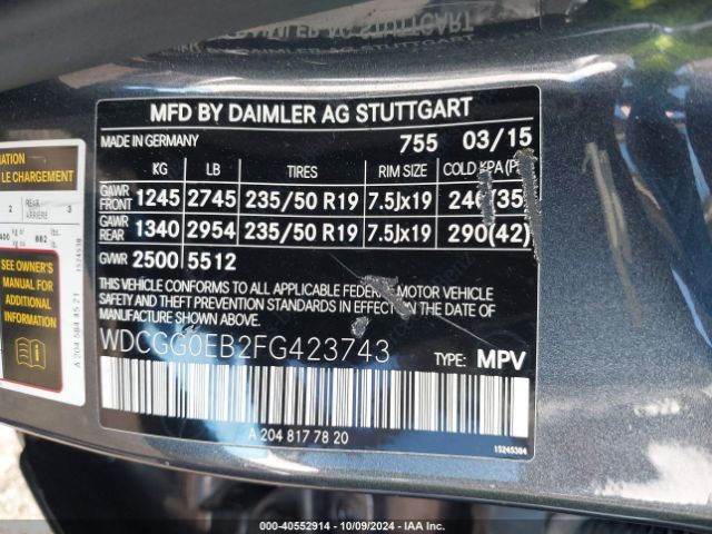 WDCGG0EB2FG423743 Mercedes-Benz Glk 250 Bluetec 4matic