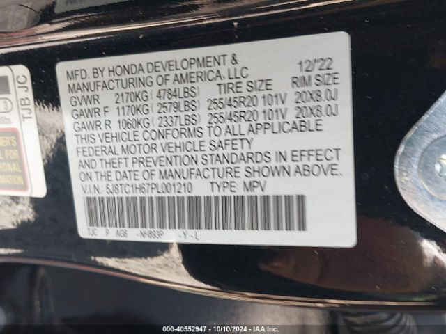 5J8TC1H67PL001210 Acura Rdx A-spec Package