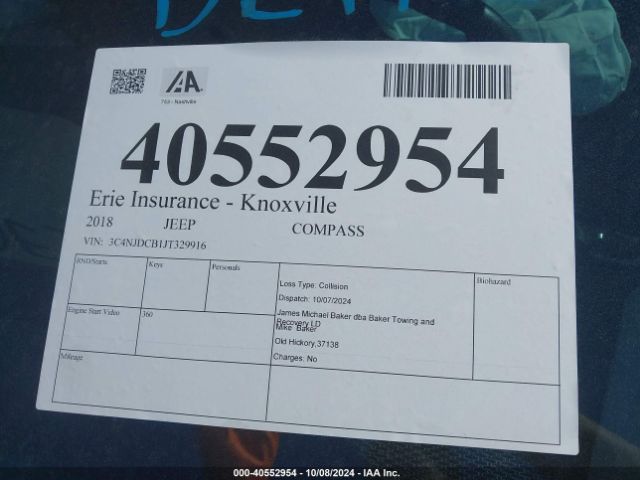 3C4NJDCB1JT329916 Jeep Compass Limited 4x4