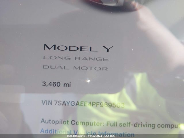 7SAYGAEE4PF969503 Tesla Model Y Awd/long Range Dual Motor All-wheel Drive
