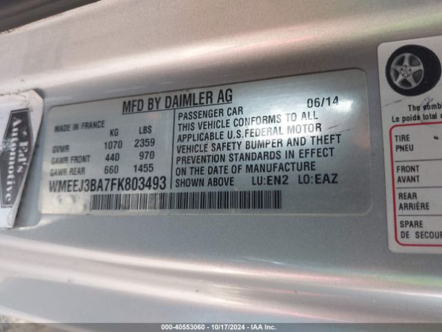WMEEJ3BA7FK803493 Smart Fortwo Passion/pure