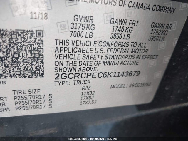 Chevrolet Silverado 1500 Ld Lt 2019 2GCRCPEC6K1143679 Image 9