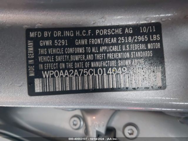 2012 PORSCHE PANAMERA WP0AA2A75CL014049 Photo 8