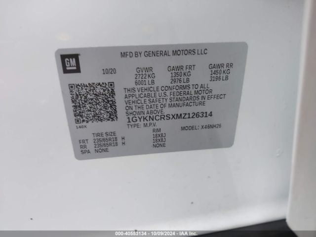 1GYKNCRSXMZ126314 Cadillac Xt5 Fwd Premium Luxury