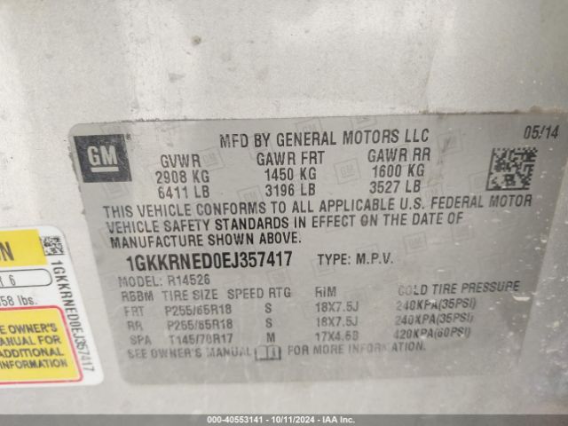 1GKKRNED0EJ357417 GMC Acadia Sle-1