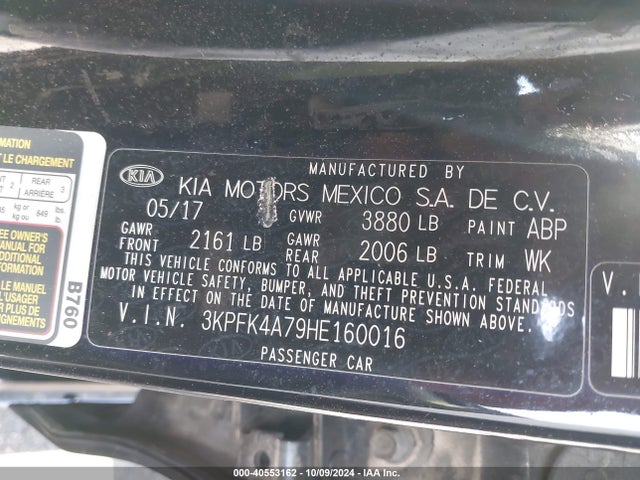 KIA FORTE LX 2017 3KPFK4A79HE160016 Image 9