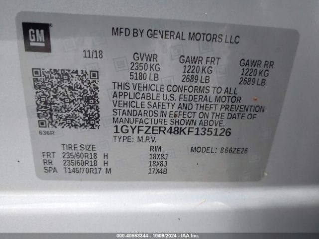 1GYFZER48KF135126 Cadillac XT4 SPORT