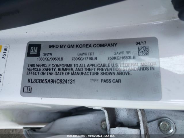 KL8CB6SA9HC824131 Chevrolet Spark Ls Cvt