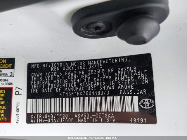 Toyota CAMRY SE 2016 4T1BF1FK7GU118373 Image 9
