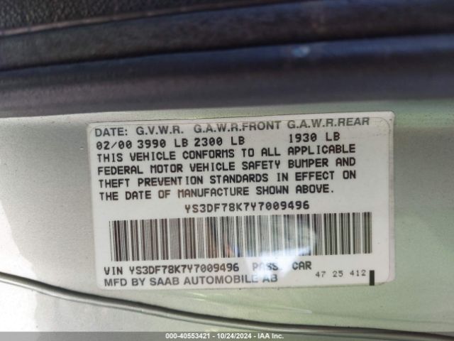 2000 SAAB 9-3 YS3DF78K7Y7009496 Photo 8