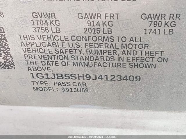 1G1JB5SH9J4123409 Chevrolet Sonic Ls Auto