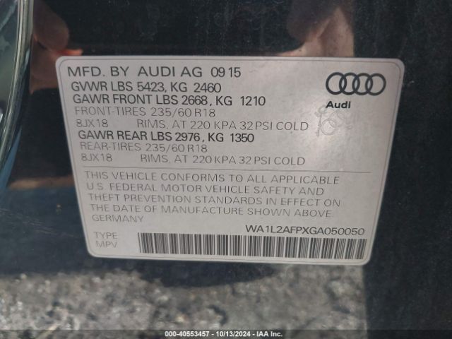WA1L2AFPXGA050050 Audi Q5 2.0t Premium