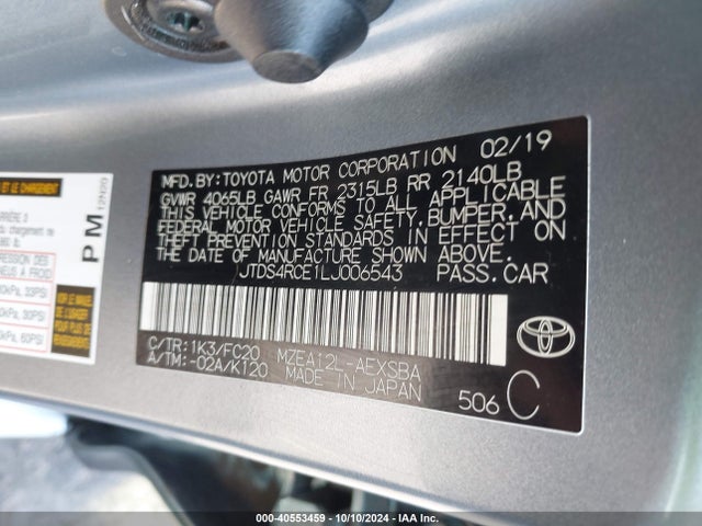 Toyota COROLLA SE 2020 JTDS4RCE1LJ006543 Image 9