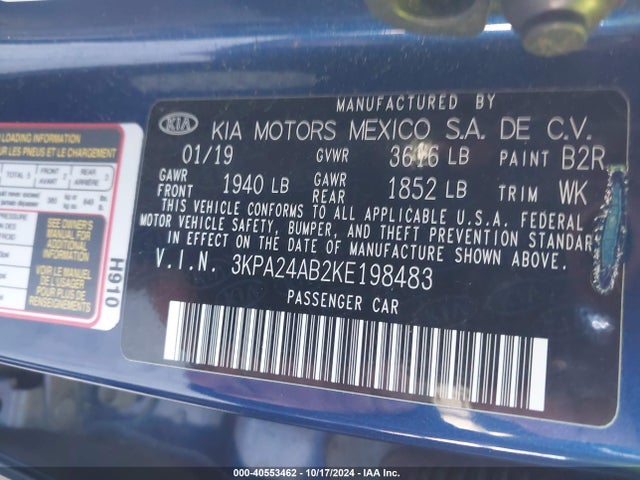 KIA RIO S 2019 3KPA24AB2KE198483 Image 9