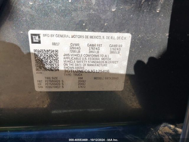 3GTU2NEC6JG125416 GMC Sierra 1500 Slt
