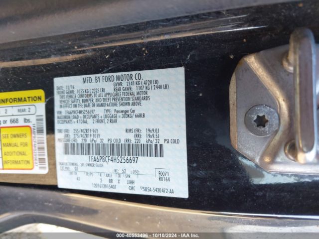 1FA6P8CF4H5256697 Ford Mustang Gt Premium