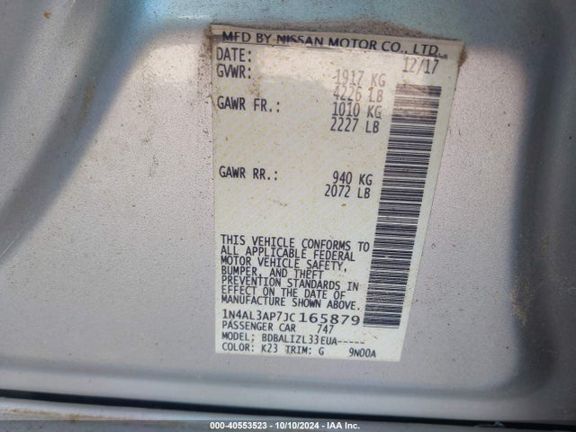 Nissan Altima 2.5 Sv 2018 1N4AL3AP7JC165879 Image 9