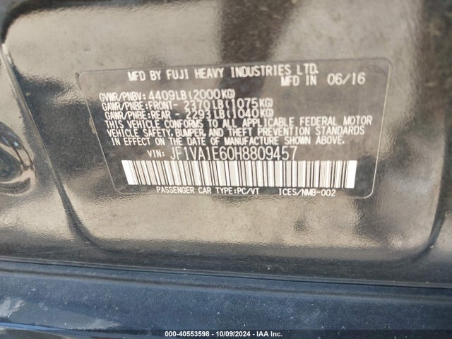 JF1VA1E60H8809457 Subaru Wrx Premium