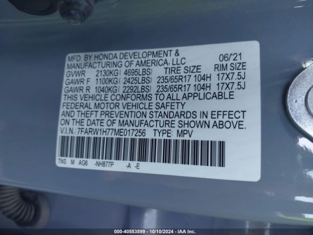 7FARW1H77ME017256 Honda Cr-v 2wd Special Edition