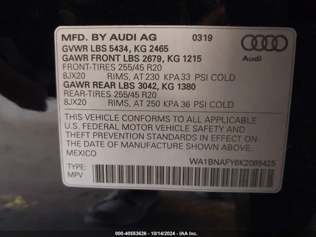 WA1BNAFY6K2085425 Audi Q5 45 Premium