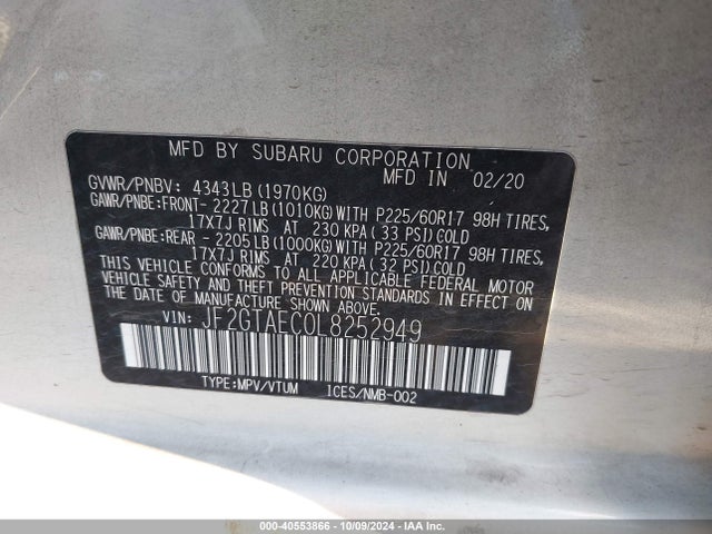 JF2GTAEC0L8252949 Subaru Crosstrek Premium