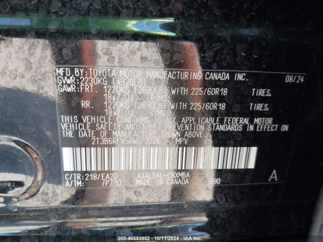 2T3B6RFV5RW073226 Toyota Rav4 Hybrid Xle Premium