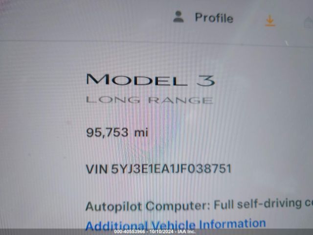 5YJ3E1EA1JF038751 Tesla Model 3 Long Range/mid Range