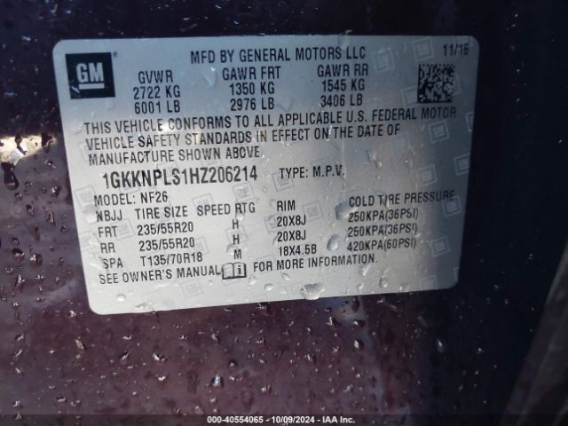 1GKKNPLS1HZ206214 GMC Acadia Denali