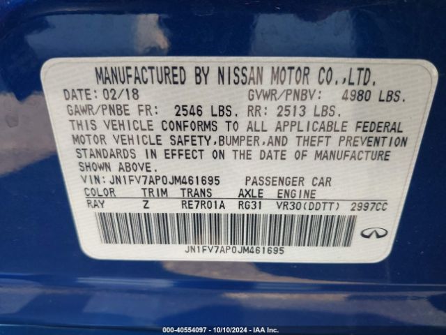 JN1FV7AP0JM461695 Infiniti Q50 3.0t Red Sport 400