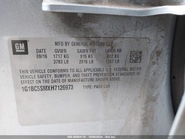 Chevrolet Cruze Ls Auto 2017 1G1BC5SMXH7126973 Image 9