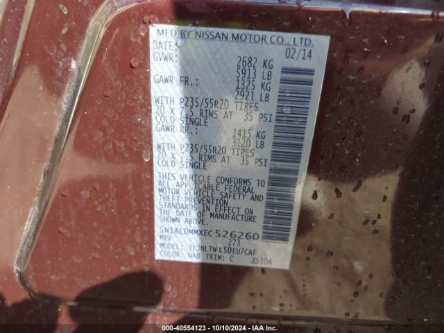 5N1AL0MMXEC526260 Infiniti QX60