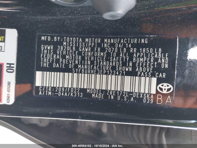 Toyota Corolla S Plus 2014 5YFBURHE3EP123421 Image 9