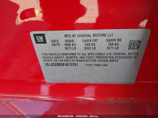 Chevrolet Sonic Lt Auto 2015 1G1JC6SG9F4213791 Image 9