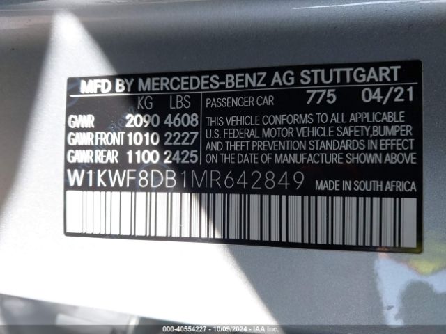 W1KWF8DB1MR642849 Mercedes-Benz C 300 Sedan