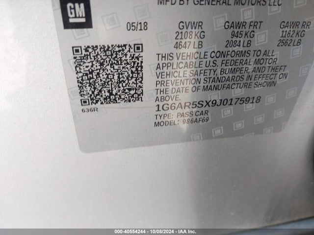 Cadillac CTS LUXURY 2018 1G6AR5SX9J0175918 Image 9