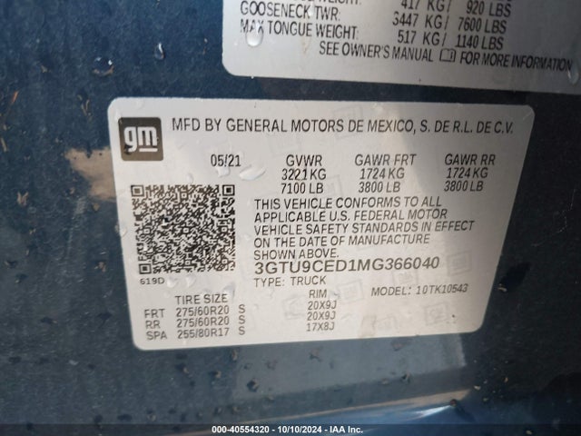 GMC Sierra 1500 4wd  Short Box Elevation 2021 3GTU9CED1MG366040 Image 9