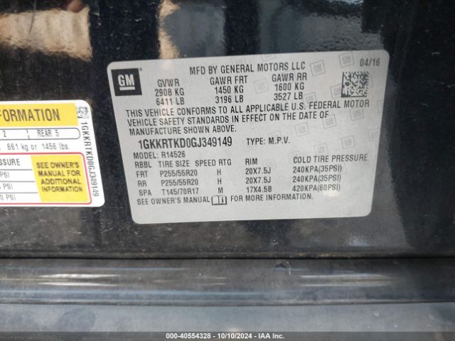1GKKRTKD0GJ349149 GMC Acadia Denali