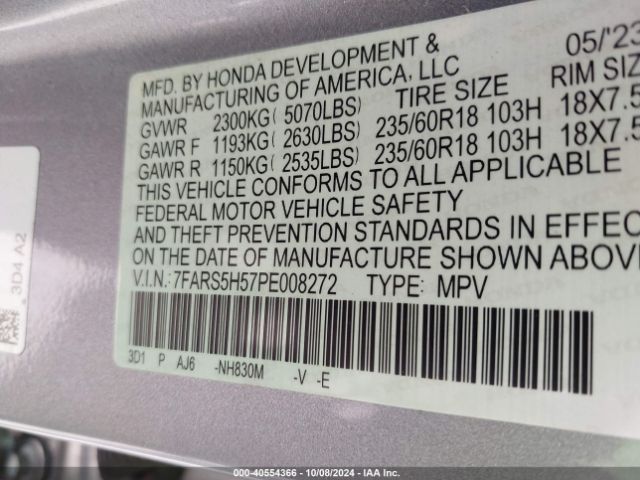 7FARS5H57PE008272 Honda Cr-v Hybrid Sport
