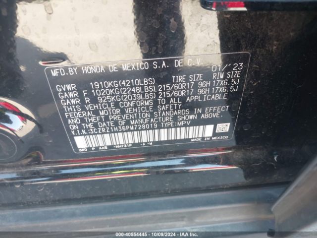 3CZRZ1H36PM728019 Honda Hr-v 2wd Lx