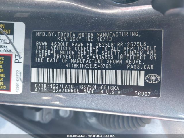 4T1BK1FK3EU540763 Toyota Camry Xle V6