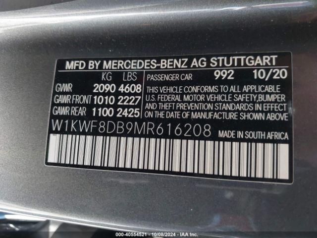 W1KWF8DB9MR616208 Mercedes-Benz C 300 Sedan
